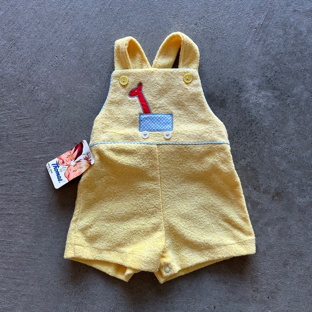 Vintage By Thomas Baby's Overalls Size 12 Month Yellow Snap‎ Closure BRAND NEW